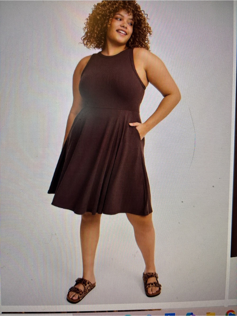 torrid Chocolate Ribbed Sleeveless Fit-and-Flare Dress